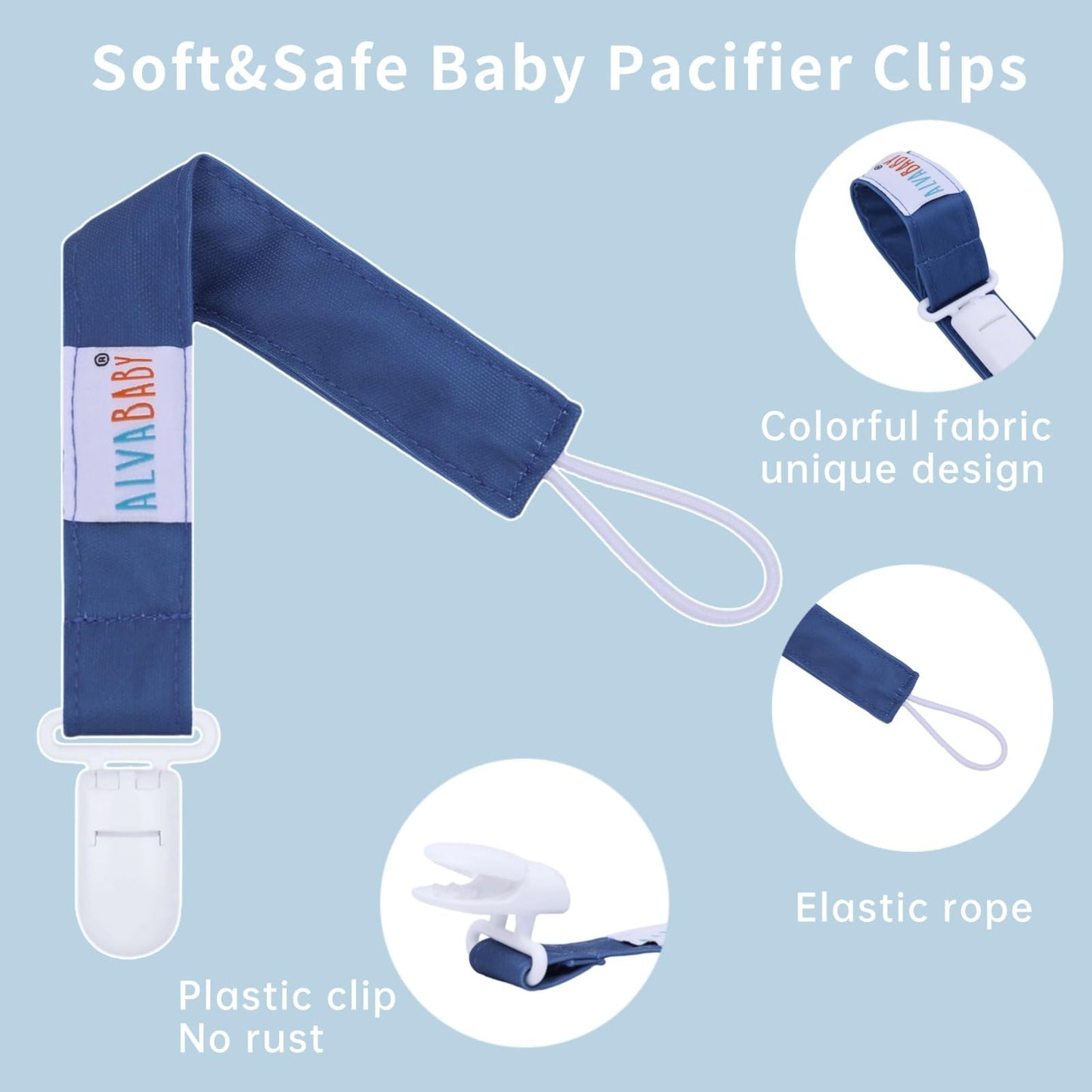 Alvababy Baby Pacifier Clips For Boys Girls Pacifier Universal Holder Leash Pacifier Clip Binky Holder For Teether Toys Soothie