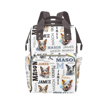 Personalized Diaper Bag Backpack for Women, Custom Name Nursing Mommy Daypack, Diaper Bag for Girls Boys, New Mom Gifts (Wolf)