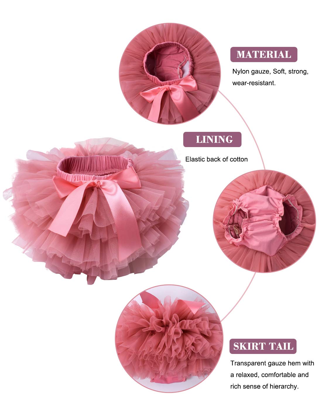 Baby Girls Tutu Bloomers Diaper Cover Cotton Tulle Bloomers And Headband Set Coral 6-12 Month