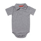 Teach Leanbh Baby Boys Pure Color Cotton Short Long Sleeve Polo Bodysuit 3-24 Months (Grey, 9 Months)