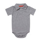 Teach Leanbh Baby Boys Pure Color Cotton Short Long Sleeve Polo Bodysuit 3-24 Months (Grey, 3 Months)