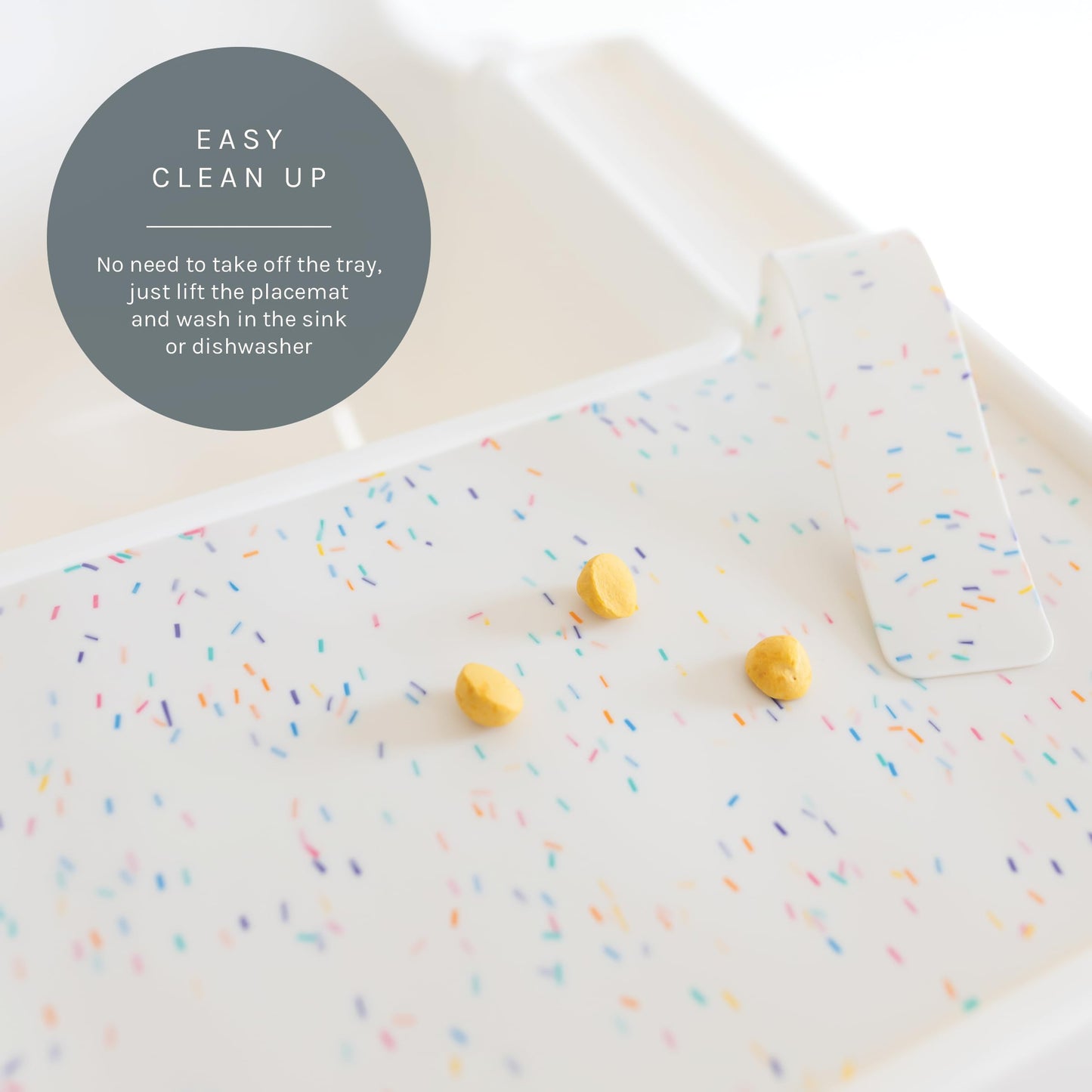 Yeah Baby Goods Placemats Compatible W/Antilop High Chair (Rainbow Sprinkles) - Slip-Resistant & Food-Grade Silicone High Chair