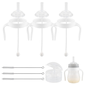 Straw Cup Conversion Kit For Mam Bottles, Spill-Proof Transition Kit With Silicone Straw Nipple, Weighted Straw, Handle, 3 Pack,