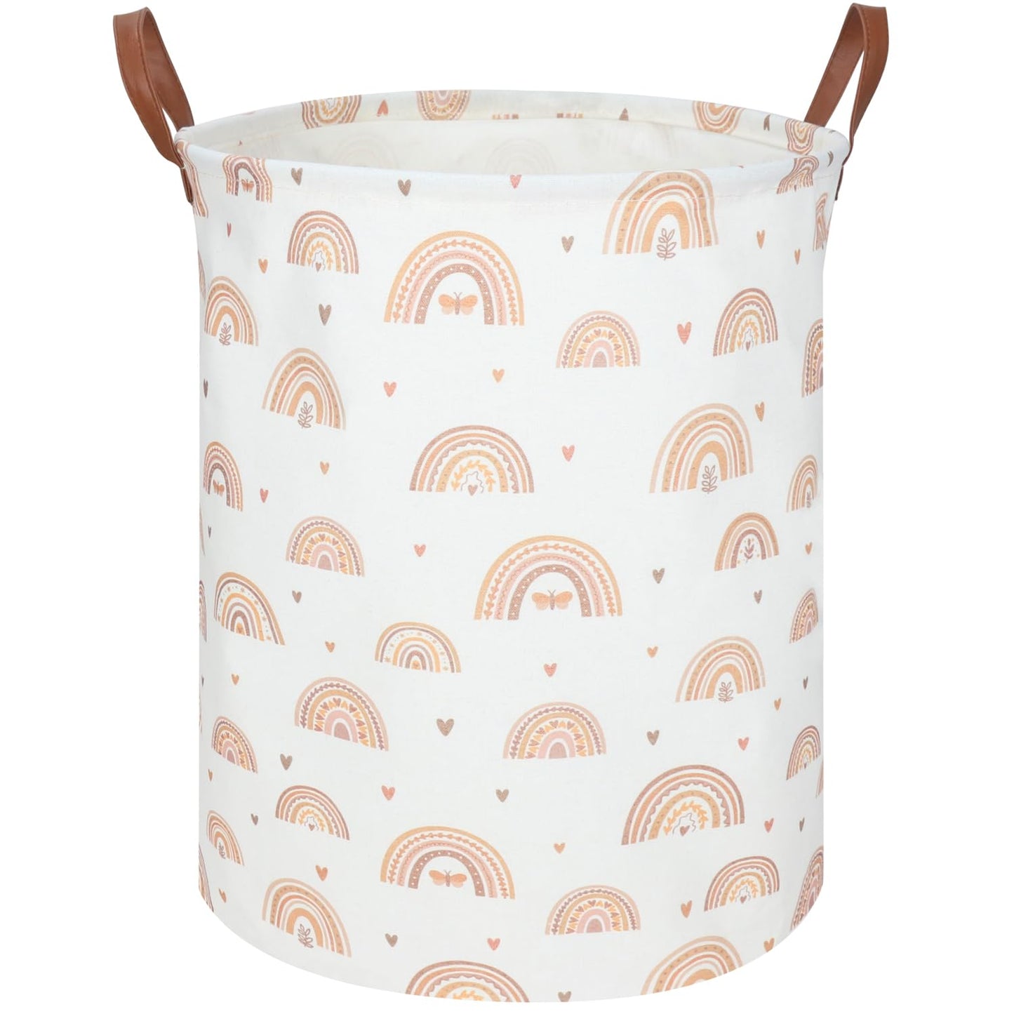 Fxocshe Boho Rainbow Laundry Hamper,Girls Laundry Hamper,Waterproof Foldable Canvas Laundry Basket,Baby Nursery Hamper,Gift Bask