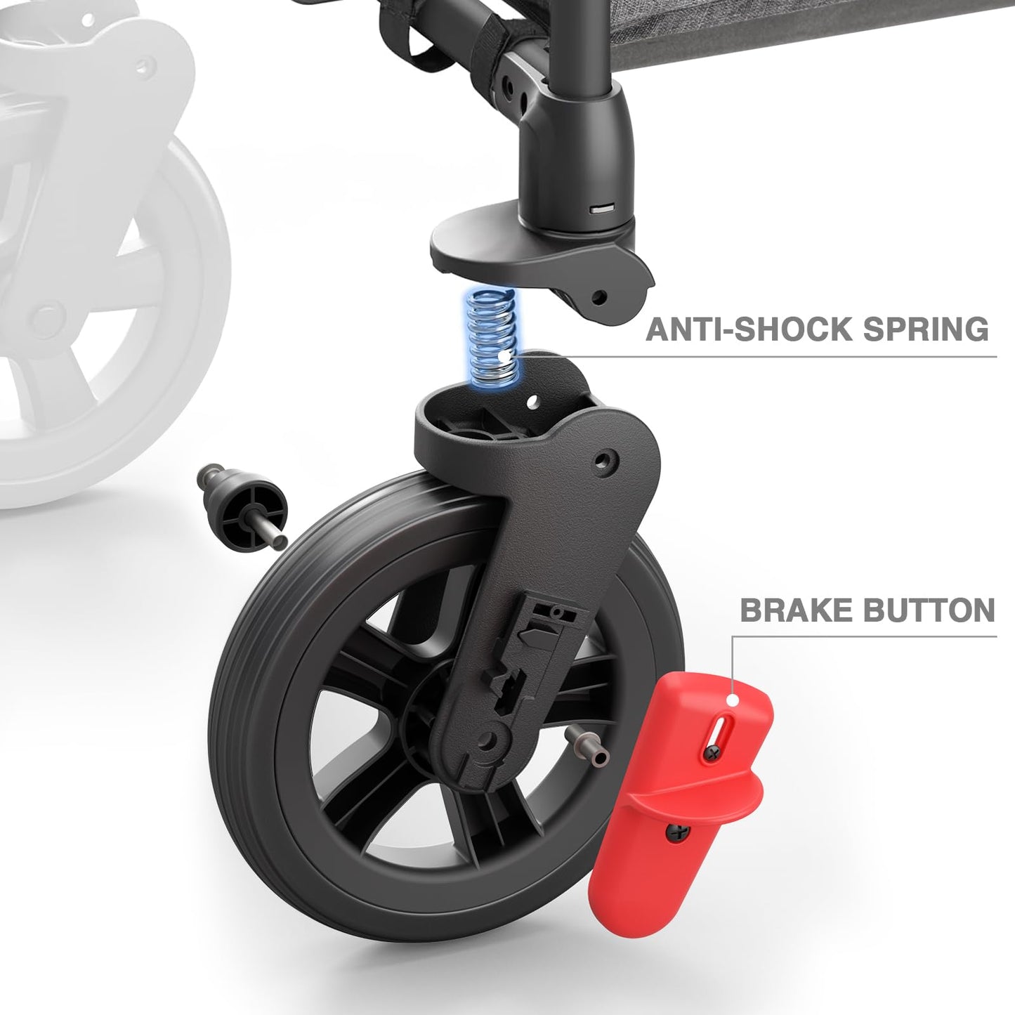 Ever Advanced Foldable Wagons For Two Kids & Cargo, Collapsible Folding Wagon Stroller With Adjustable Handle Bar,Removable Cano