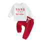 Valentine'S Day Infant Baby Girl Boy Outfit Clothes Letter Sweatshirt Top Elastic Waist Pants Set Fall Spring (White, 6-9 Months