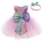 Wzsygdtc Toddler Girl Sequins Bow Dresses Baby Little Girls Tulle Lace Party Ball Gown Dress (Pinkpurple,120)