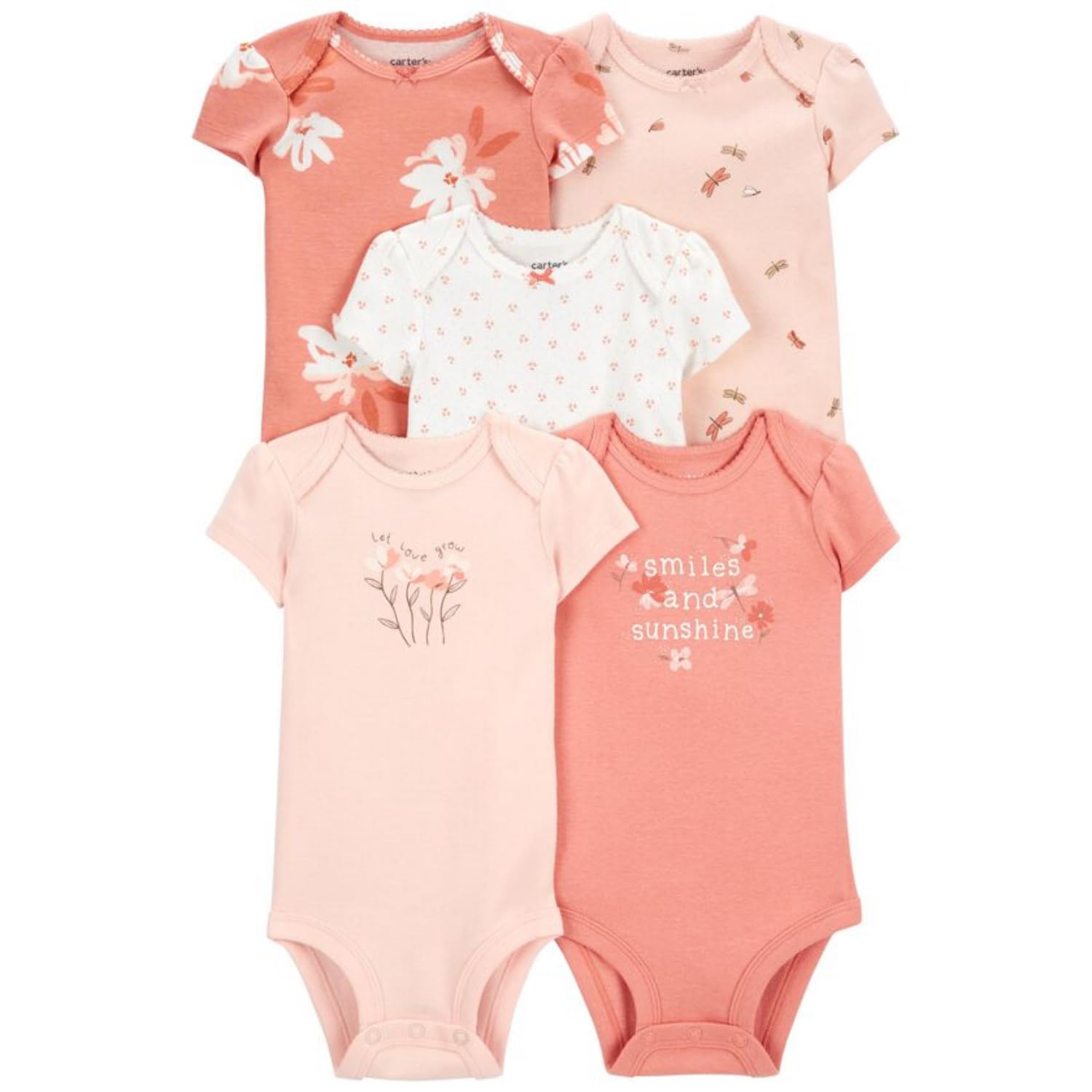 Carter'S Baby-Girls Multi-Pk Bodysuits (Pink/White Love, 24 Months)