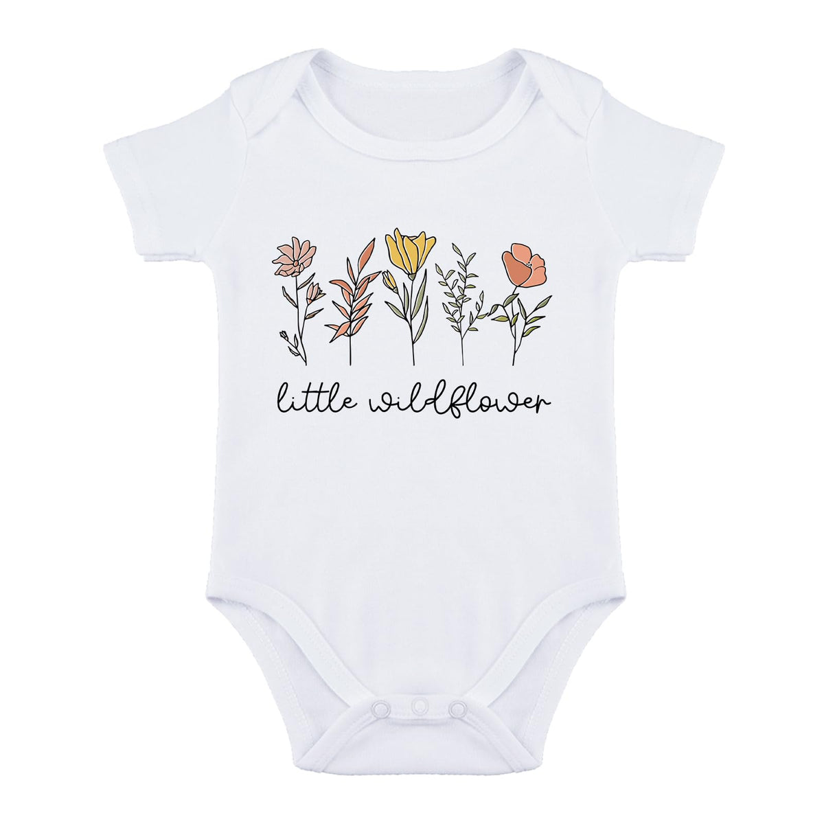 Sproutjoy Little Wild Flower Baby Bodysuit Floral Bodysuit Baby Girl Cute Romper Babies Girl Clothes, White, 3 Months