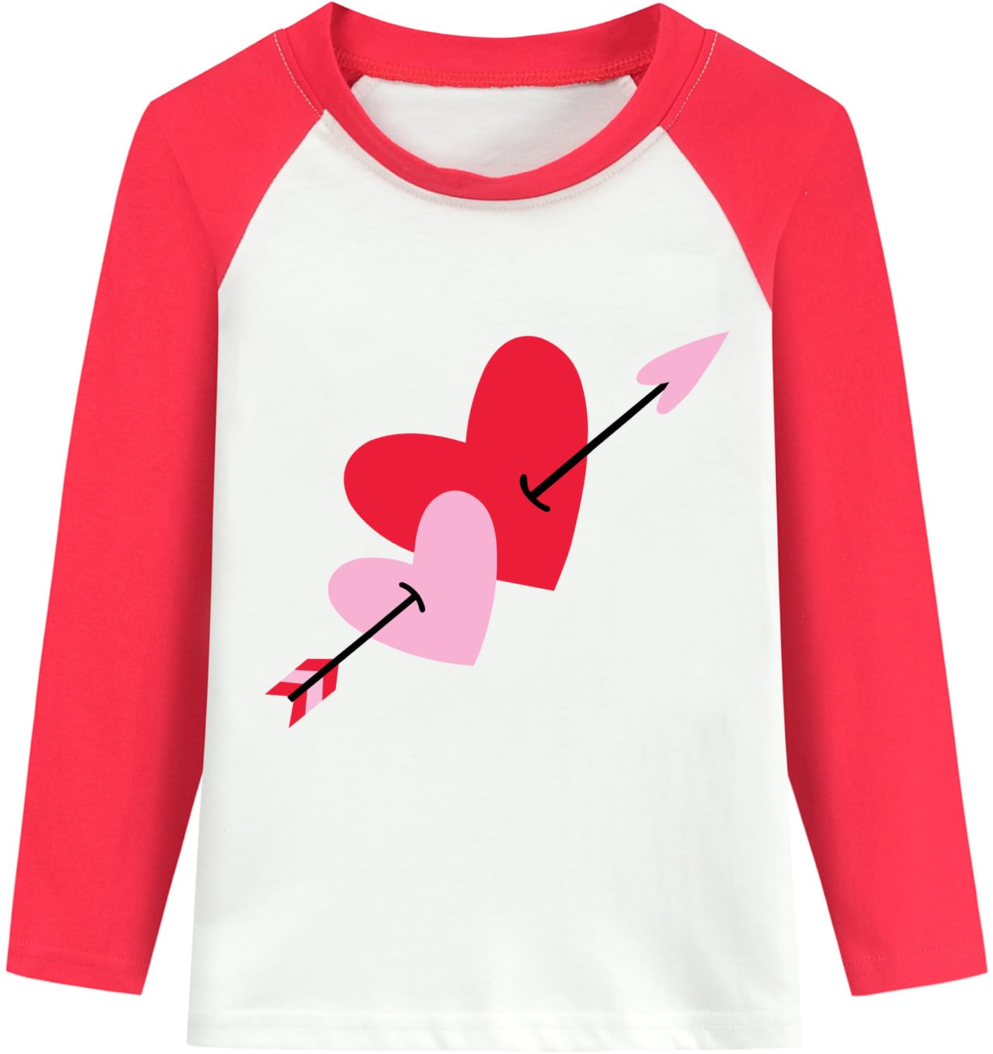 Ddsol Toddler Little Girl Valentine Day Shirt Baby Kid Love Heart Breaker Print Tshirt Red White Raglan Long Sleeve Cotton Tee T