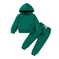 Happy Town Toddler Fall Outfits For Girl Boy Long Sleeve Hoodie Top And Long Sweatpants Set Toddler Sweatsuit (Solid Color-Black