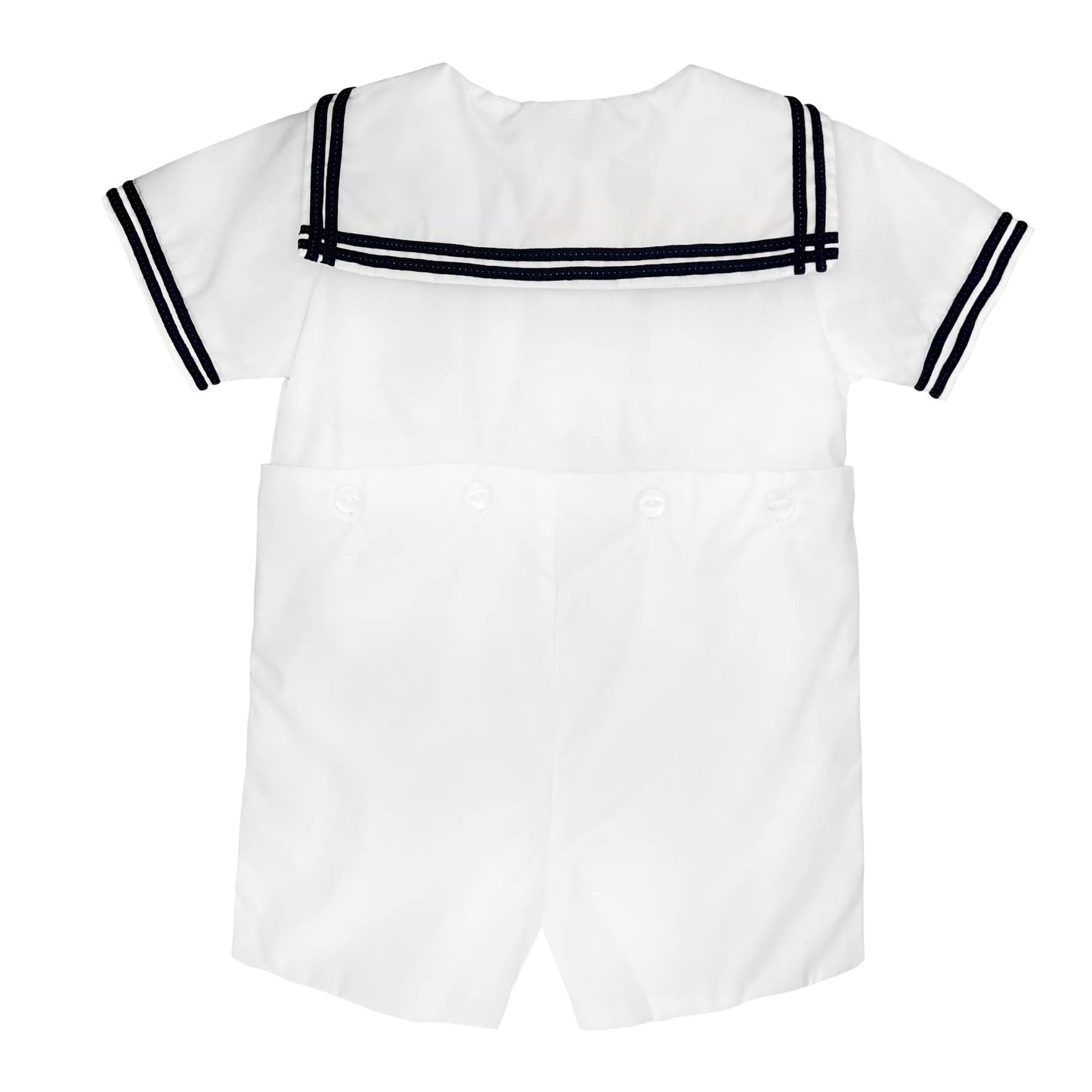 Petit Ami Baby Boys 2 Piece Nautical Bobby Suit With Collar, 6 Months, White