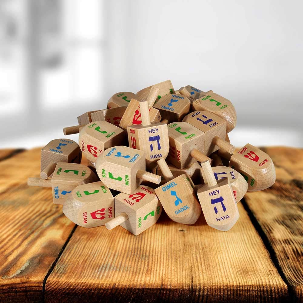 Zion Judaica Bulk Pack Wood Dreidels Medium Bulk-Pack Wooden Hanukkah Dreidles In Ziplock Bag Traditional Chanukah Game Hanukkah