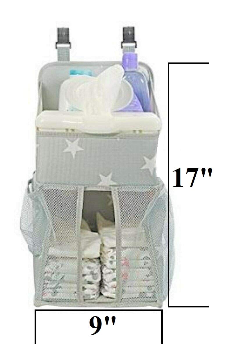 Star Pattern Diaper Caddy And Nursery Organizer For Newborn Baby Essentials, Hang On Crib, Baby Bed. Changing Table Or Wall. Mul