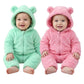 Baby Winter Fleece Romper, Hooded Bear Ears Design, Mint Green, FullZip Jumpsuit (2, Green&Pink, 0309month)