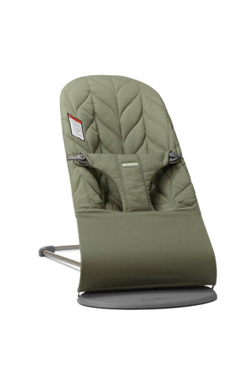 BabyBjrn Bouncer Bliss, Dark Green, Woven, Petal Quilt | 2-in-1 Adjustable Baby Bouncer Seat and Toddler Chair, Newborn to Toddl