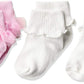 Jefferies Socks Girls' Ruffle/Ripple Edge/Lace Baby Socks 3 Pack, Pink/White, 12-24 Months