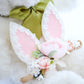 Gezisan Baby Girl Floral Easter Bunny Nylon Headband Flower Elastic Hairband Bows Wraps For Newborn Infant Toddler Hair Accessor