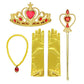 Dreamhigh Princess Cosplay Dress Up Accessorries Grils Costume Crown, Wand, Gloves Valued Pack (Gold)