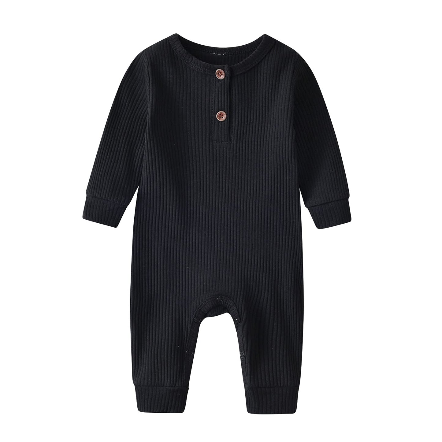 Baby Boy Girl 2 Pack Solid Romper Short/Long Sleeve One Piece Jumpsuits Clothes Sets (White & Black, 6-9 Months)