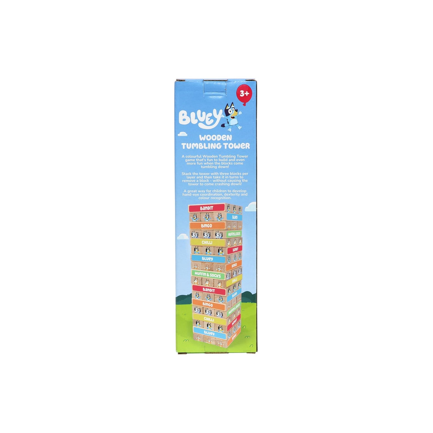 BLUEY Tumbling Tower - 54 Colorful Wooden Blocks - Fun Family Game - FSC Certified for Children 3 Years and Up
