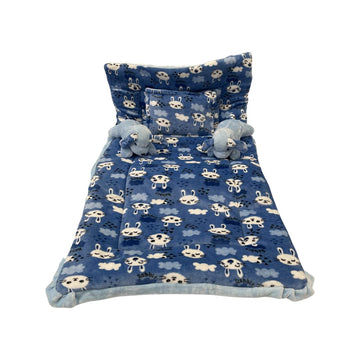 Pinks & Blues Full Sleeping 5 Piece Baby Bedding Set With 2 Puppy Shape Side Pillows (042Months) (Printed Sky)