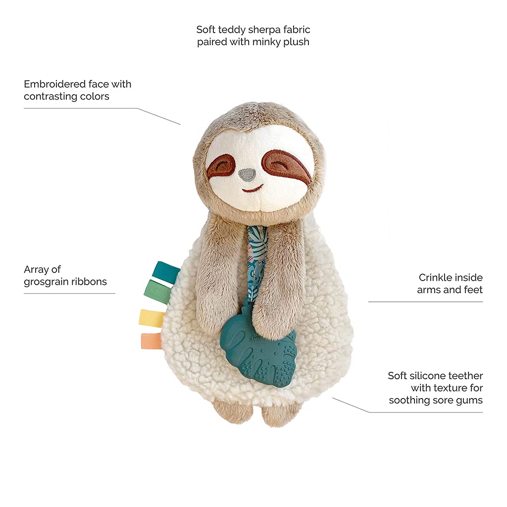 Itzy Ritzy - Itzy Lovey Including Teether - Baby Lovey with Teether, Textured Ribbons & Dangle Arms - Features Crinkle Sound, Sh