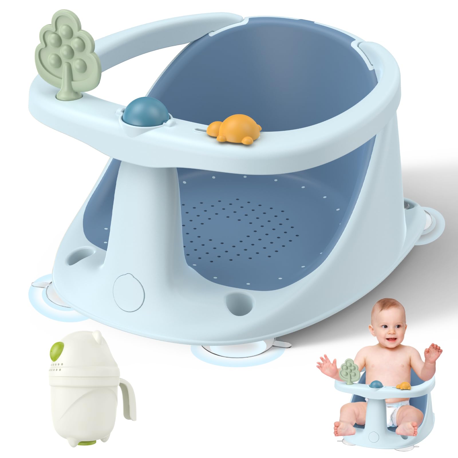 CAKJFA Baby Bath Seat: Infant Bath Seats for Babies Sitting Up - Toddler Bath Seat for Babies 6 Months & Up Baby Bathtub Seat wi