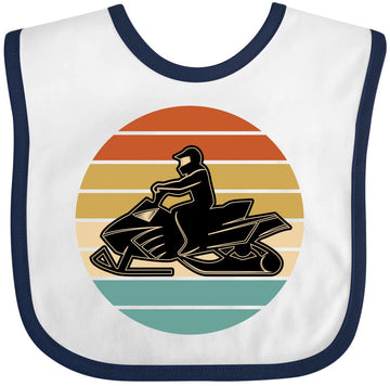 Inktastic Snowmobile Retro Sunset Baby Bib White And Navy 39640