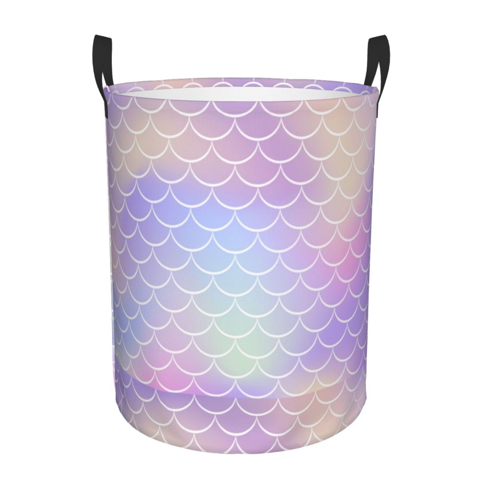 Pevtufa Fish Scale1 Foldable Laundry Basket Organizer,Fabric Clothes Toy Storage Basket Nursery Hamper Storage Bin For Household