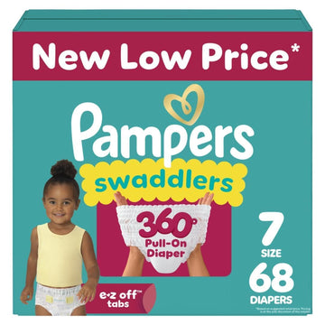 Pampers Swaddlers 360 Pull-On Diapers, Size 7, 68 Count for up to 100% Leakproof Skin Protection and Easy Changes