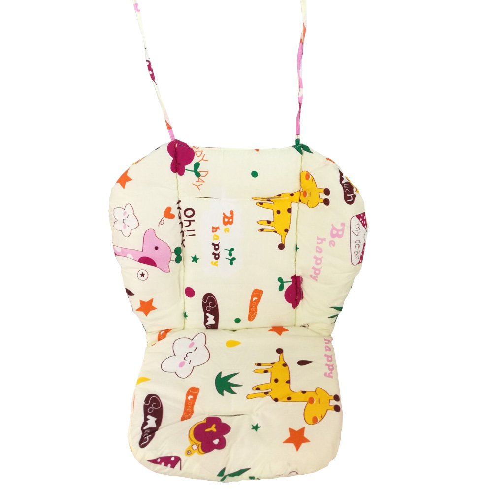 Twoworld Baby High Chair Seat Cushion Liner Mat Pad Cover And High Chair Straps (5 Point Harness) 1 Suit (Giraffe)