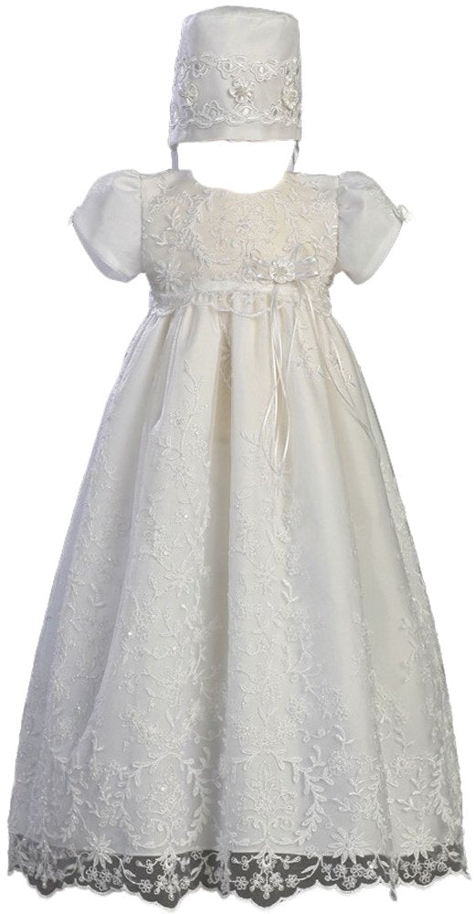 Embroidered Tulle Christening Baptism -Size M (6-12 Months)