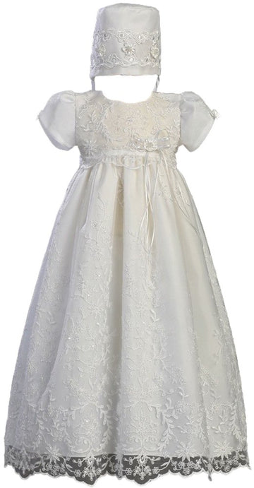 Embroidered Cotton Christening Baptism -Size L (12-18 Months)
