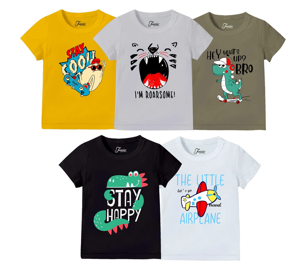 Jugular Baby Boys Cotton Regular Fit TShirt Multicolour(Pack Of 5,Multicolor3,36 Months)