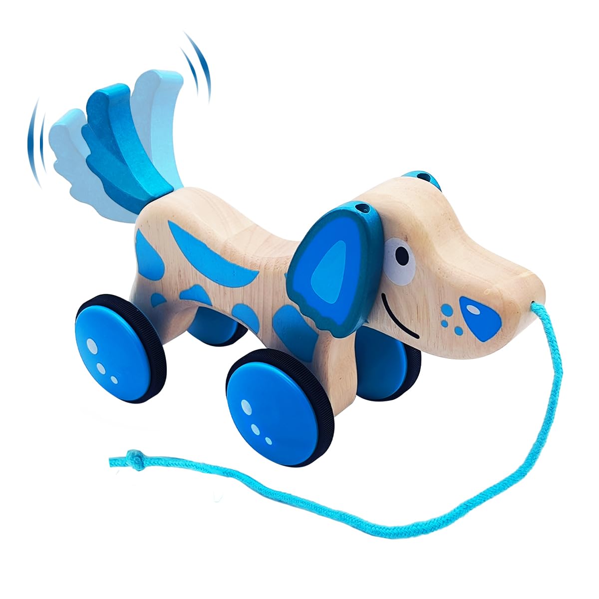 Wooden Pull Dog Toy Wooden Walk Pull Along Toy with String Toy Montessori Toddler Pull Toys for Walking Toddlers