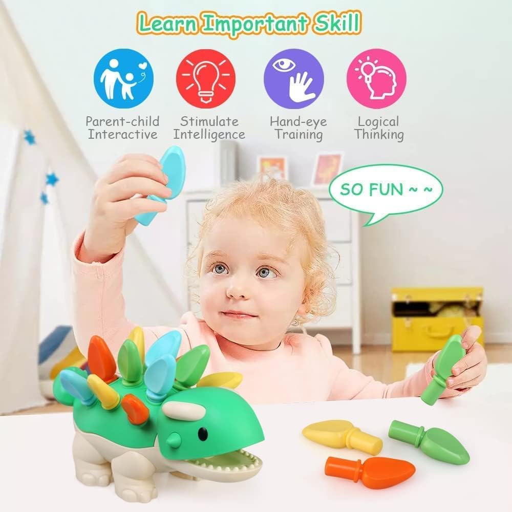 Montessori Learning Educational Toys for Baby 1 2 3 4 Year Old: Fine Motor Dinosaur Toys for Kids 2-4|Toddler Developmental Toys