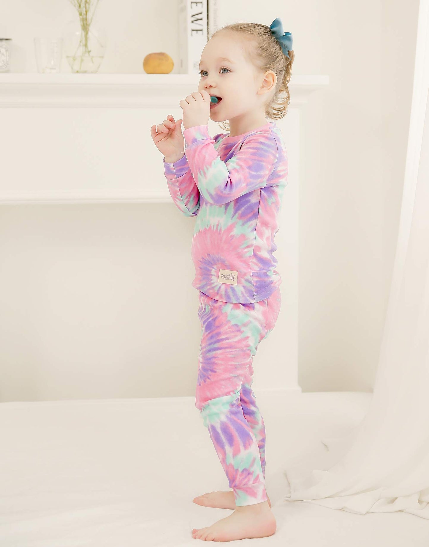 Vaenait Baby Kids Junior 100% Cotton Sleepwear Pajamas 2Pcs Set Tiedye-Mintpinkpurple-255 S
