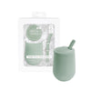 ezpz Mini Cup + Straw Training System (Sage) - 9 Months+ - 100% Silicone Training Cup for Infants + Toddlers - Designed by a Ped