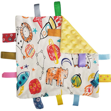 Tags Blanket, Tag Comforter Security Blankets with Colorful Tags, Infants Toddlers Plush Taggie Blanket Newborn Baby Gift,Yellow