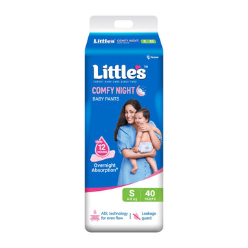 LittleS Baby Diapers S Size (Small) Pants Style | 48 Kg | 40 Count | Comfy Nights Baby Diaper Pants With Leakage Guard & Upto 