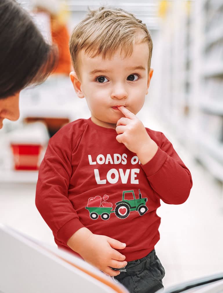 Loads Of Love Boys Valentines Day Shirt Toddler Valentine Long Sleeve Shirts 3T Red