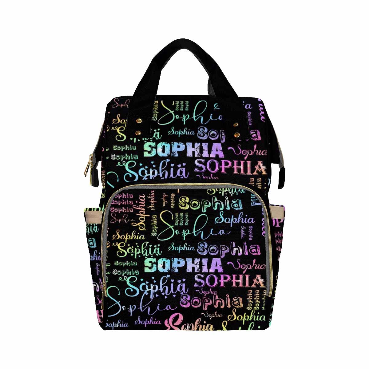 Artsadd Personalized Nappy Bag Large Capacity Baby Diaper Bags, Customized Text Daypack Custom Monogrammed Diaper Backpack For D