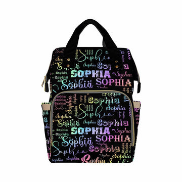 Artsadd Personalized Nappy Bag Large Capacity Baby Diaper Bags, Customized Text Daypack Custom Monogrammed Diaper Backpack For D