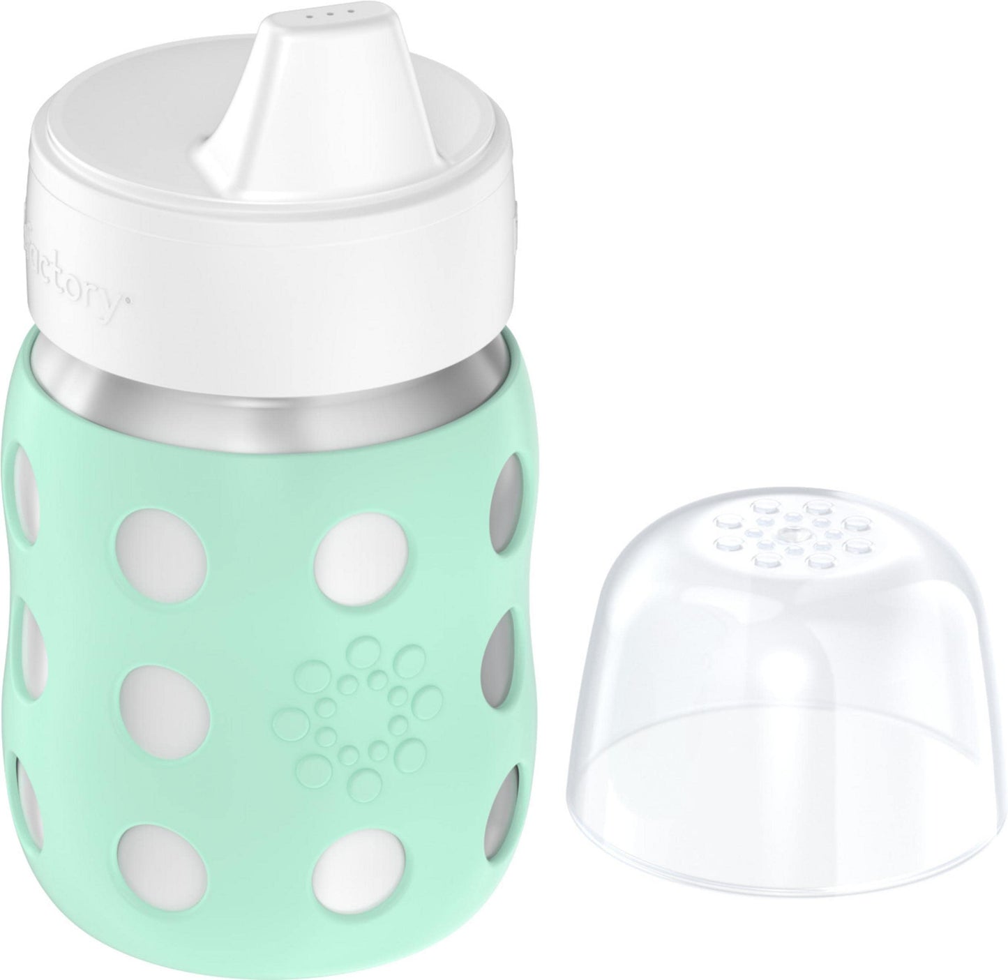 Lifefactory 8-Ounce Stainless-Steel Vacuum-Insulated Wide-Neck Baby Bottle With Hard Sippy, Mint (Ls2221Wmi4)