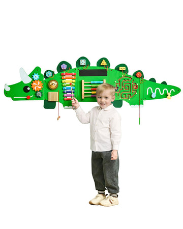 VEVOR Dinosaur Activity Busy Board Wall, 11 Wall Activities Board, Montessori Sensory Wall Panel for Kids 3-12 Years, Sensory Wa