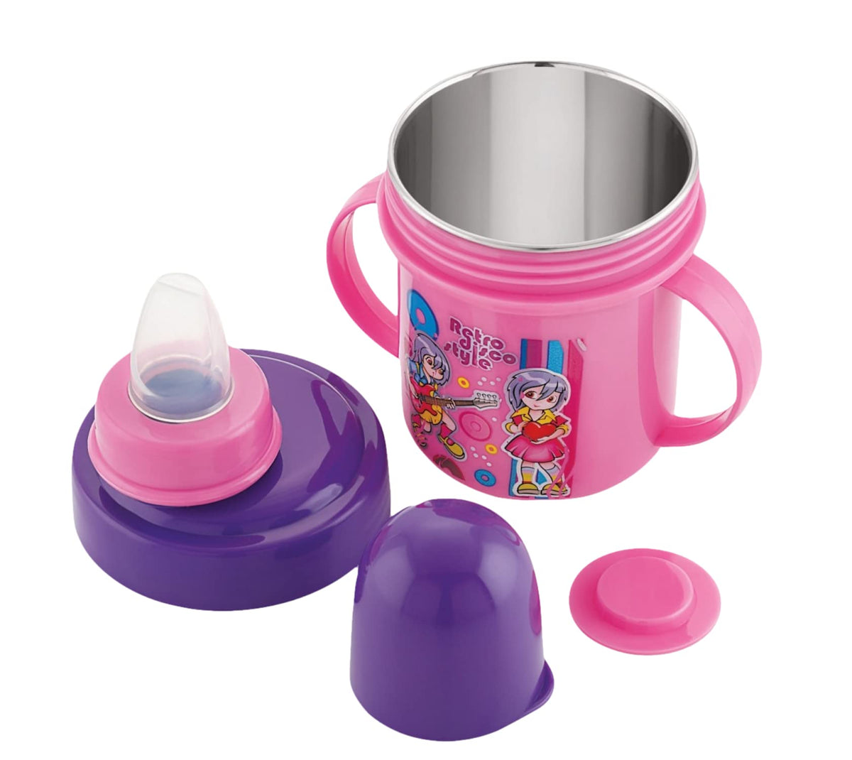 Nabhya Stainless Steel Baby Spout Sipper Cup for Kids Age 3 Months to 18 Months 250 ML