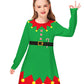 Kids Christmas Long Sleeve Dress Girls Cute Elf Outfits Xmas Party Green Aline Dresses 7-8 Years