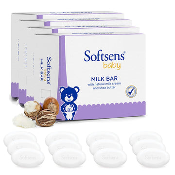 Softsens Baby Milk Bar Soap With Natural Milk Cream & Shea Butter,12 Soaps X 100G (Pack Of 4)