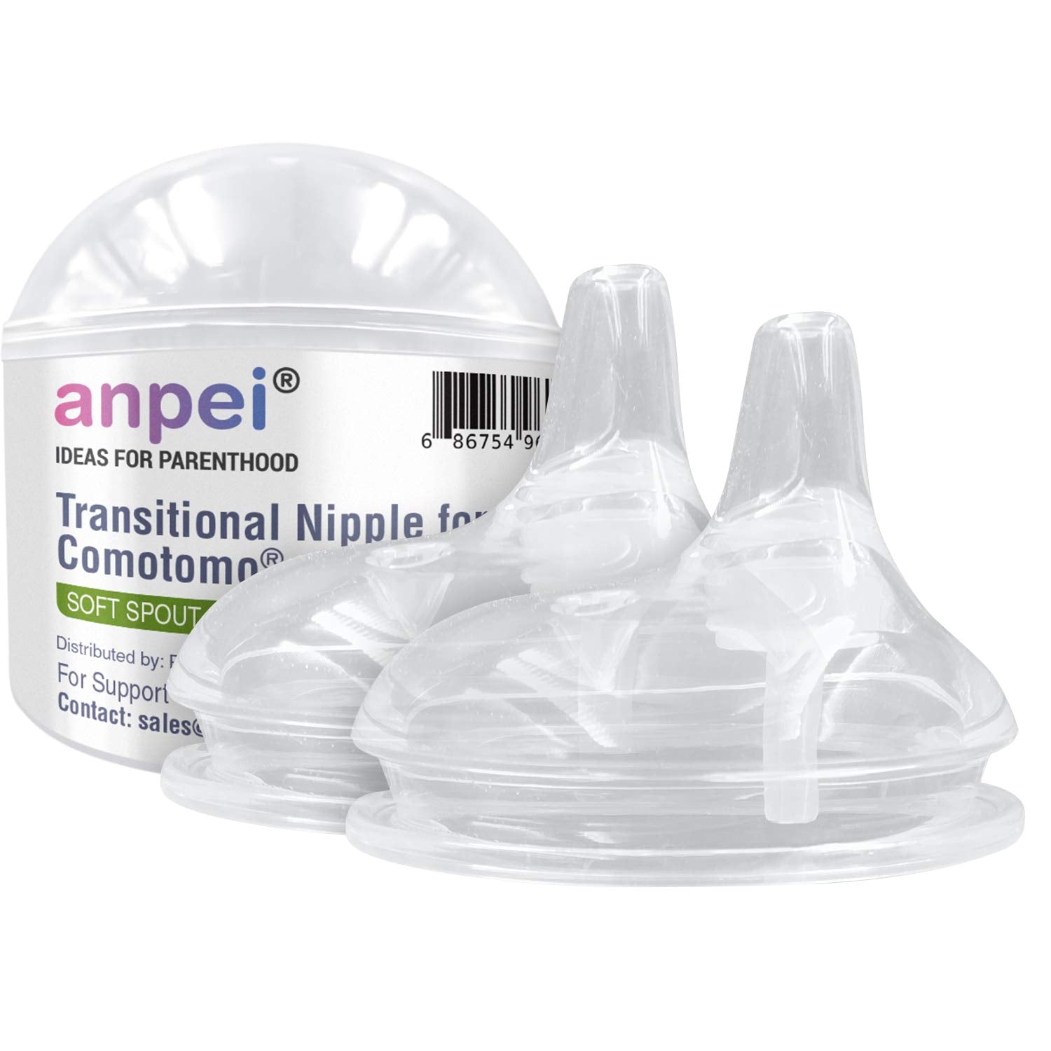 Soft Spout Sippy Cup Bottle Nipples for Comotomo Baby Bottle, 2 Pack | Fits 5 Ounce and 8 Ounce Bottles | Transition Nipples Con
